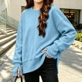 thumbnail image 1 of Falkdiz Long Sleeve With Mitten-Style Cuffs Shirts for Girls Outdoor Winter Tops Warm Comfy Casual Solid Color Girls Pullover Crew Neck , Light Blue , Size: 5-6 Years, 1 of 7