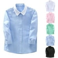 thumbnail image 1 of Falkdiz Long Sleeve Shirts for Boys Comfy Cotton Button Up Back to School Casual Stylish Solid Color Boys Tops Collar,Black,Size: 10-11, 1 of 4
