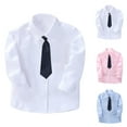 thumbnail image 1 of Falkdiz Long Sleeve Shirts for Boys Cotton Back to School Button Up Tie Casual Collar Boys Tops Stylish,White,Size: 4, 1 of 4