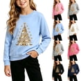 thumbnail image 1 of Falkdiz Christmas Shirts for Girls Fashion Long Sleeve Tops Outdoor Winter Casual Graphic Crew Neck Girls Pullover , Light Blue , Size: 9-10Years, 1 of 7