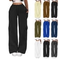 thumbnail image 1 of Falkdiz Loose Cargo Sweatpants for women Wide Leg Sport Pockets Trendy Athletics Open Bottom Outdoor High Waist Pantalones Womens Track Pants Elastic Waist, 1 of 7