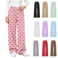 thumbnail image 1 of Falkdiz Loose Sweatpants for Girls Outdoor Straight Leg Pockets Pantalones Casual Polka Dot Sport Elastic Waist Girls Pants Relaxed fit , White , Size: 14-15 Years, 1 of 7