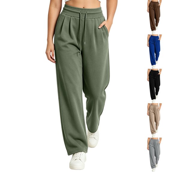 Falkdiz Straight Leg Sweatpants for women Loose Athletics Pockets High Waist Open Bottom Workout Sport Trendy Elastic Waist Womens Track Pants Pantalones