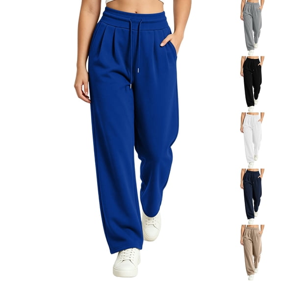 Falkdiz Sweatpants for women Open Bottom Straight Leg Athletics Pockets Drawstring Loose High Waist Pantalones Sport Casual Womens Track Pants Workout