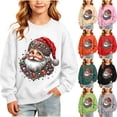 thumbnail image 1 of Falkdiz Sweatshirts for Girls Crew Neck Warm Inner Christmas Pullover Thin Crew Neck Gifts Graphic Long Sleeve Girls Tops School , Orange , Size: 120, 1 of 9