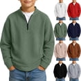 thumbnail image 1 of Falkdiz Waffle Sweatshirts for Boys 1/4 Zipper Outdoor Pullover Long Sleeve Winter Henley Daily School Boys Tops Gifts , Green , Size: 3-4 Years, 1 of 9
