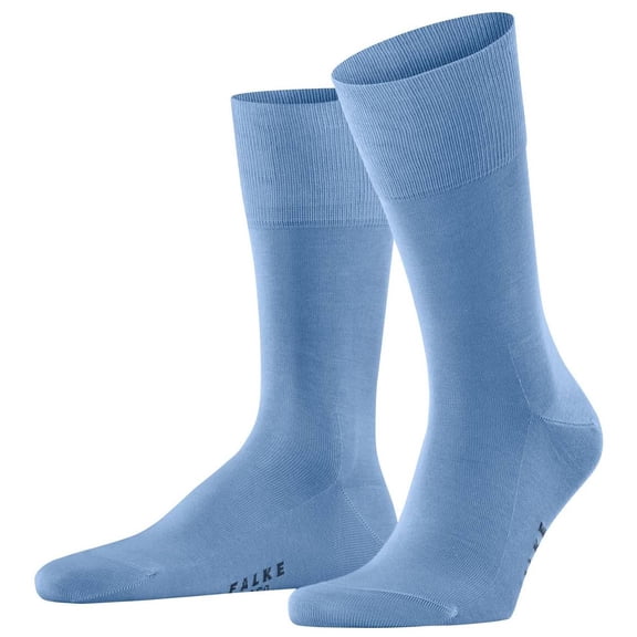 Falke Men's Socks - Tiago, Socks, Cotton, Logo, Long, Solid Color Light Blue 41-42