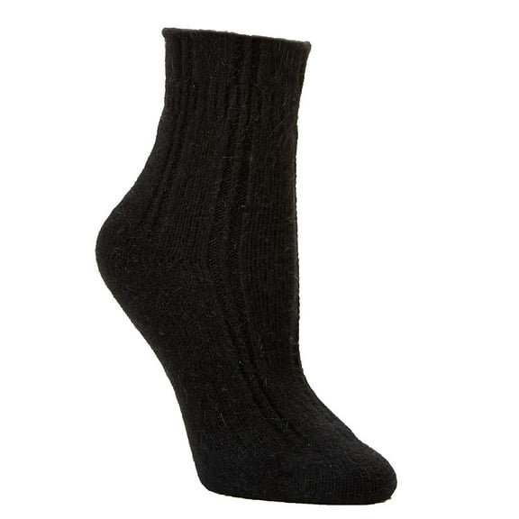 Falke Women's Socks - Bedsock, Quarter, Angora Blend, Plain Black 35-38 (Uk 2,5-5)
