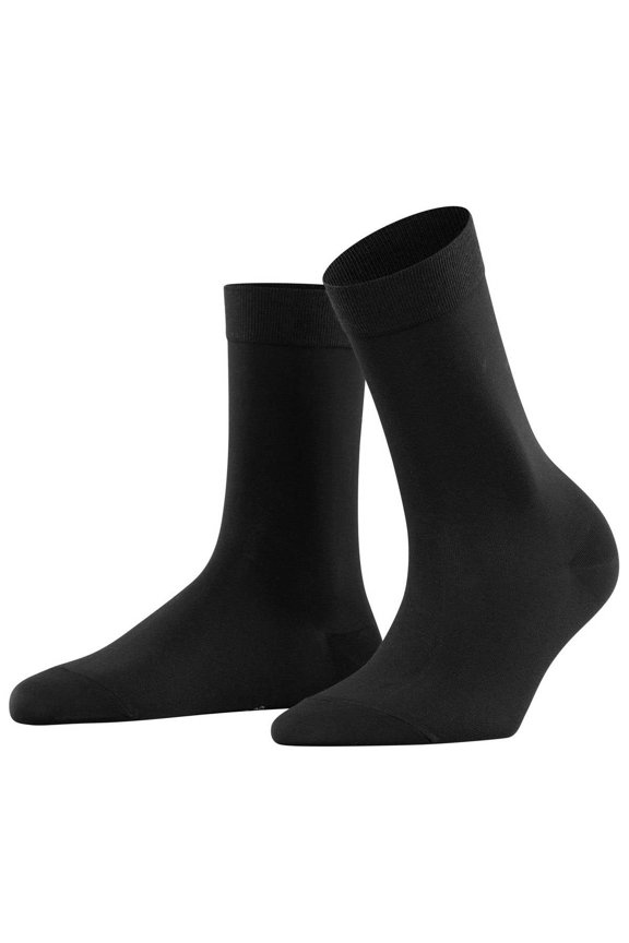 Women's Socks - Cotton Touch, Cotton, Cuff, Logo, Plain, Long Black 35-38