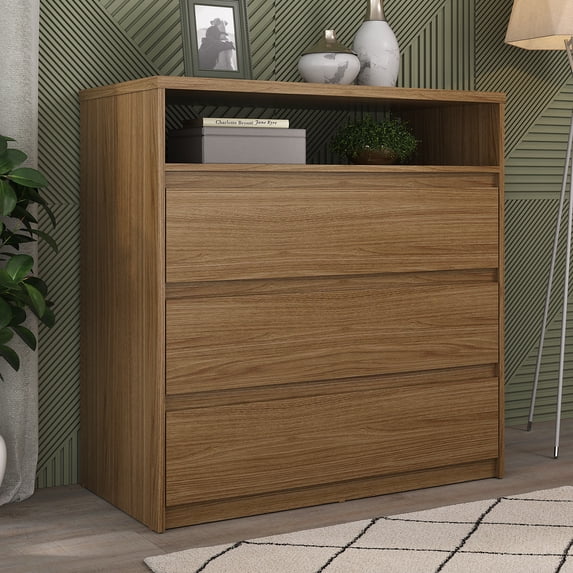 Contemporary 3-Drawer Dresser with Buit-in Niche