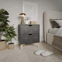 Falkk Furniture - Modern 2-Drawer Nightstand - Black