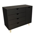 thumbnail image 1 of Falkk Furniture – Minimalist 4-Drawer 1-Door Dresser – Solid & Sustainable Reforestation Wood Organizer – Black, White, or Natural Wood – Versatile Home Unit for Bedroom, Office, Entryway (Russ), 1 of 5