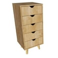 thumbnail image 1 of Falkk Furniture Tall 5- Drawer Dresser for Bedroom – Modern Chest of Drawers – Oak, 1 of 4