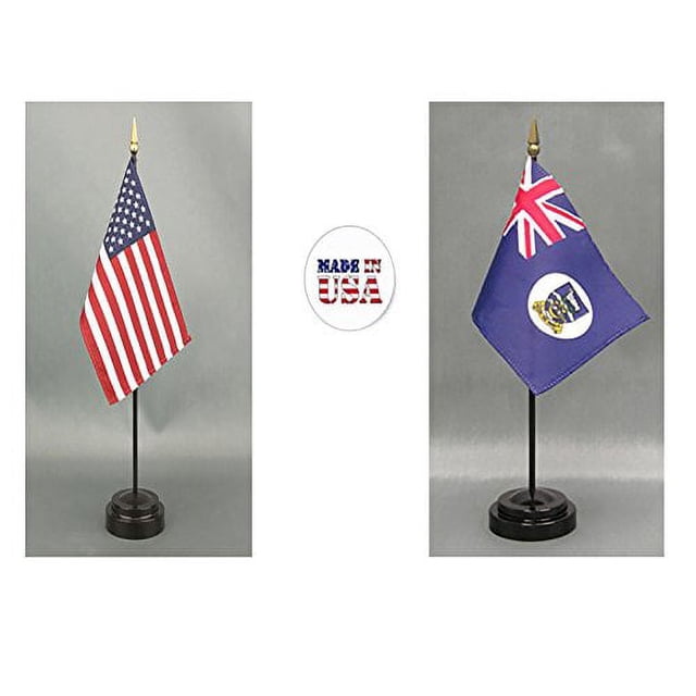 Falkland Islands Desk Flag Set; Two 4x6 inch American Made Table Flags ...