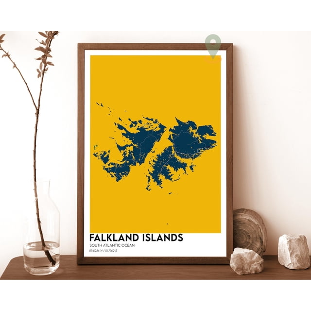 Isand Map Falkland Islands Map, Falkland Islands Map Print, Falkland Islands Wall ...