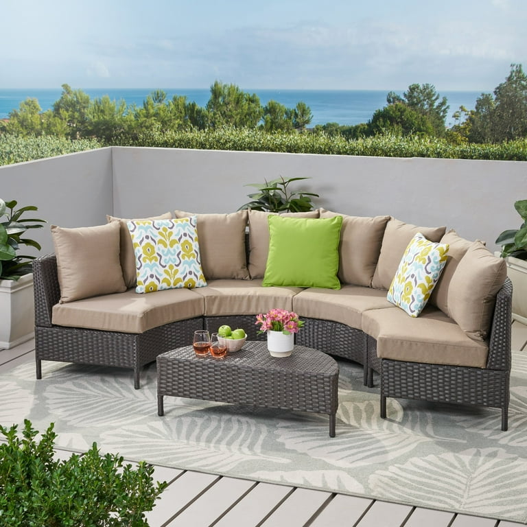 Christopher Knight Home Newton Outdoor 4 seater Sectional Sofa Set by Dark Brown Beige