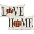 thumbnail image 1 of Fall 12x20 Lumbar Throw Pillow Covers Set 2 Decorative Outdoor Autumn Thanksgiving Buffalo Plaid Farmhouse Décor Holiday Decorations for Couch Sofa Chair,Orange Pumpkin Maple Leaves, 1 of 3
