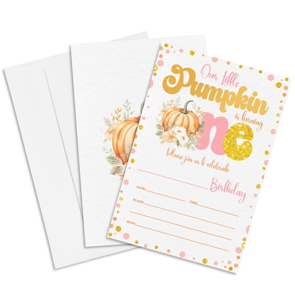 Fall 1st Birthday Invitations 20 Pack With Envelopes Autumn Party Supplies