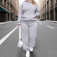 thumbnail image 1 of Fall 2 Piece Outfits for Women 2025 Plus Size Winter Warm Solid Color Long Sleeve Drop Shoulder Hoodies with Pocket Long Elastic Waist Jogger Pants, 1 of 4