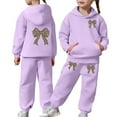 thumbnail image 1 of Fall 2 Piece Sweatshirt Set for Girls - Preppy Trendy Cheetah Print Bow Hoodie, 1 of 7