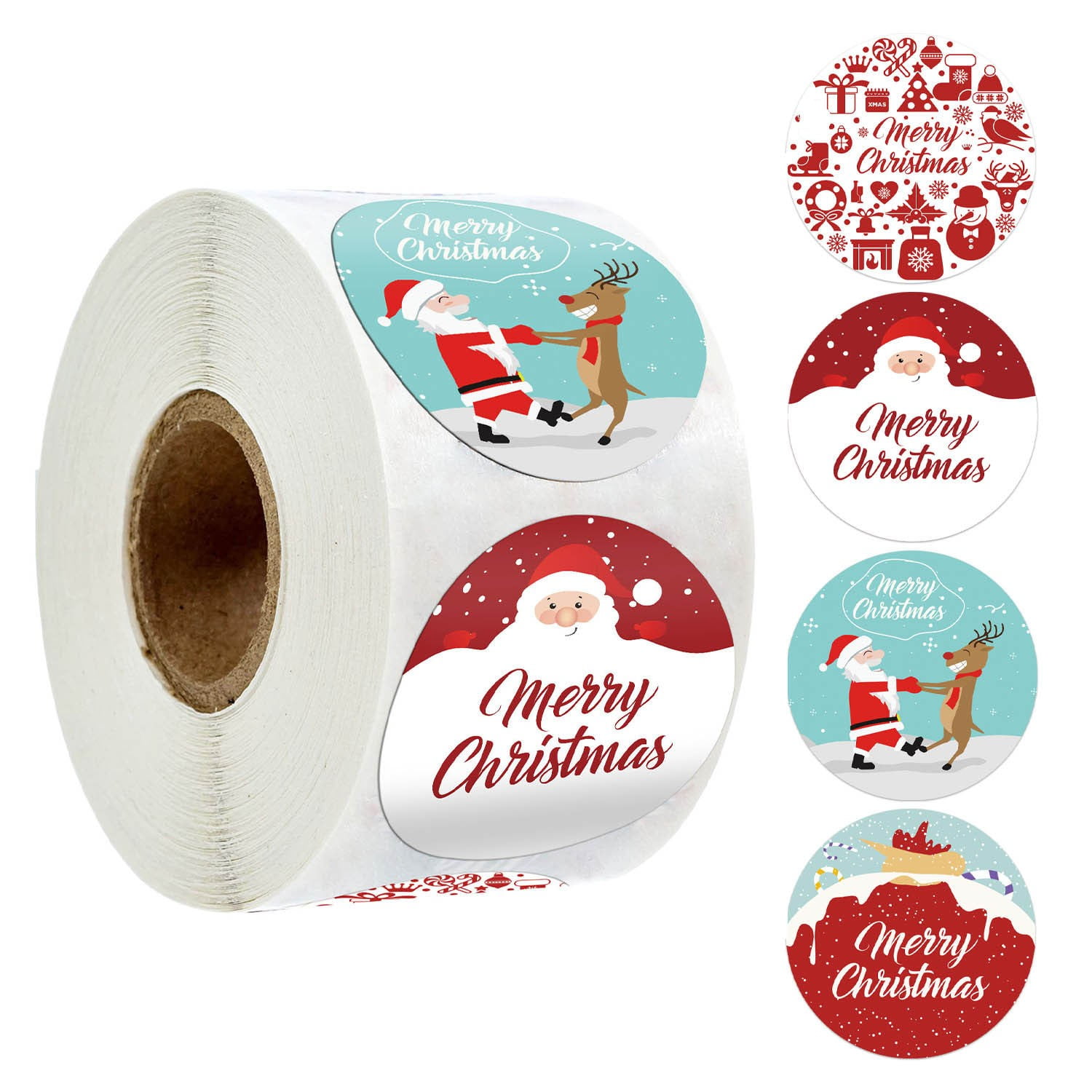 Fall 2024 1.5 Inch Round Natural Roll Baked With Christmas Stickers
