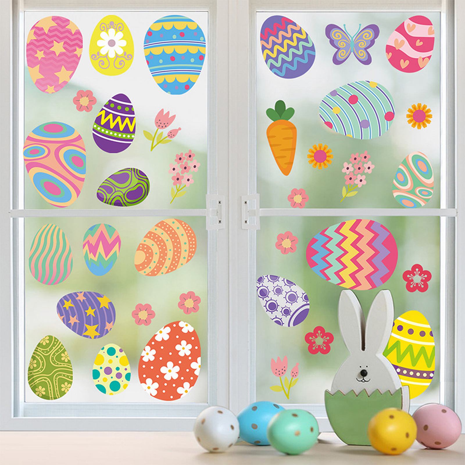 Fall 2024 Blue Rabbit Egg Easter Static Film Glass Window Sticker