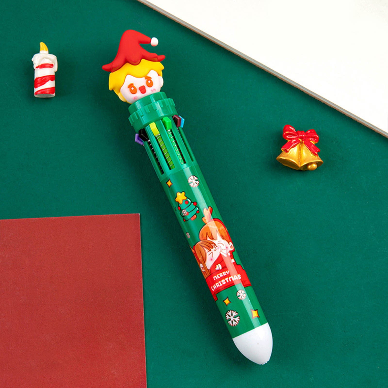 Fall 2024 Ten Color Cartoon Christmas Ball Pen Students Creative Colors