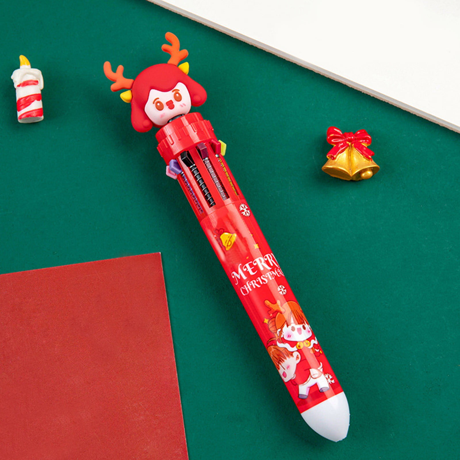 Fall 2024 Ten Color Cartoon Christmas Ball Pen Students Creative Colors