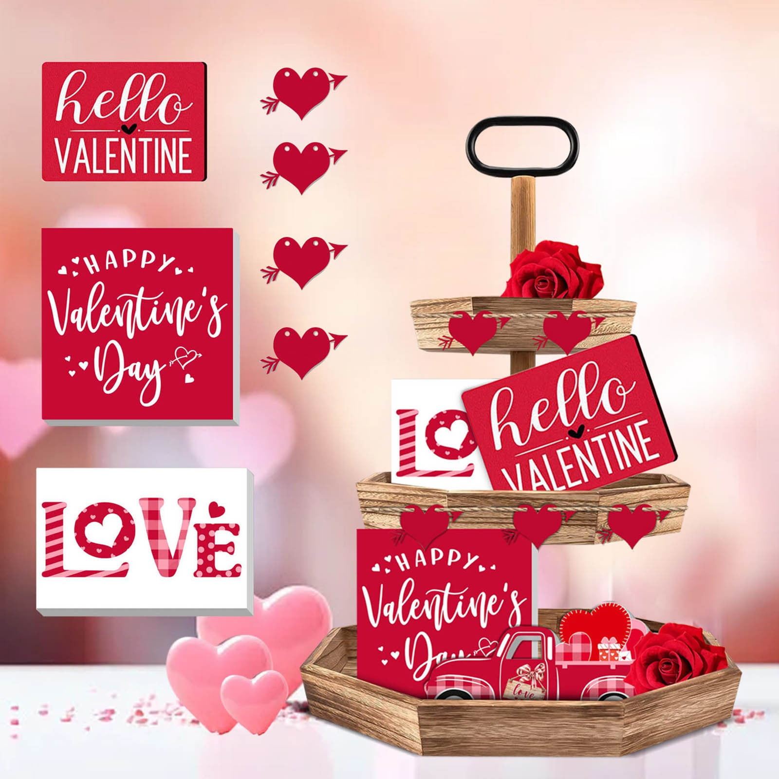 Fall 2024 Valentines Day Decor Valentines Decorations Tiered Tray Decor