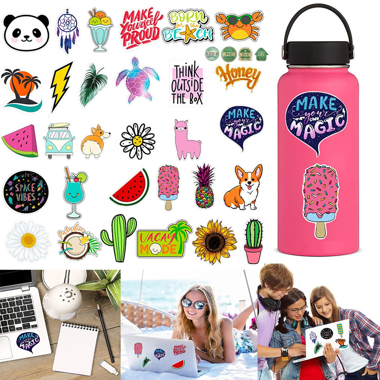 Fall 2024 Water Stickers Bottles Big Cute Waterproof Trendy Stickers