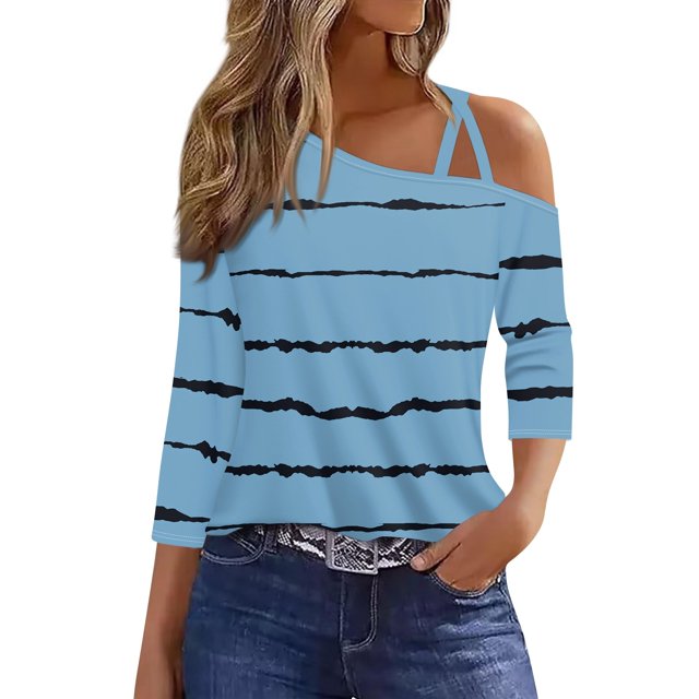 Fall 3/4 Length Sleeve Tops for Women Spaghetti Strap TShirts 3/4