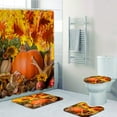 thumbnail image 1 of Fall 4Pcs Autumn Maple Pumpkin Shower Curtain Sets with Non-Slip Rugs, Toilet Lid Cover and Bath Mat, Haunted House Waterproof Shower Curtains Bathroom Decor Set Fall Decor, 1 of 4