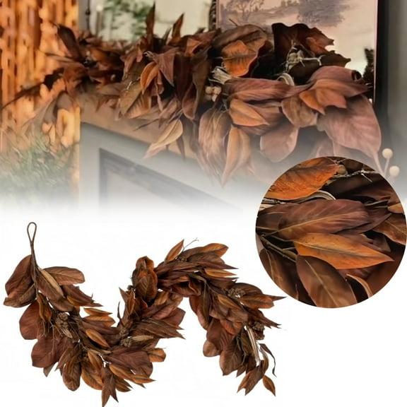 Fall 6 Ft Magnolia Leaf Garlands - Fall Decorations for Home - Fall Decor - Neutral Faux Leaves Garland for Table Mantel - Autumn Halloween Clearance Decoration for Indoor