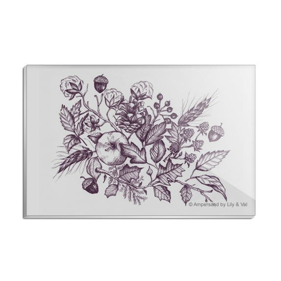 Fall Acorns Foliage Sketch Rectangle Acrylic Fridge Refrigerator Magnet