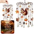 thumbnail image 1 of Fall Acrylic Suncatcher Wind Chime - Stained Glass Animal Hanging Ornament with Chimes, Fall Decor for Window Garden Yard Patio, Squirrel Style, 1 of 7