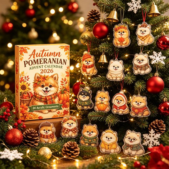 Fall Advent Calendar, 24 Day Countdown, Mini Fall Ornament Set, Thanksgiving Home Decoration, Surprise Mystery Box for Kids and Family, 10.23 x 7.08 inch