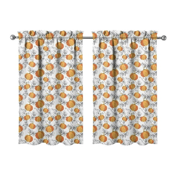 Fall Aesthetic Print Kitchen Curtains - 2 Pack Rustic Farmhouse Autumn Theme with Maple Leaf Design, Tier Window Panels, 27.5x39 Inch