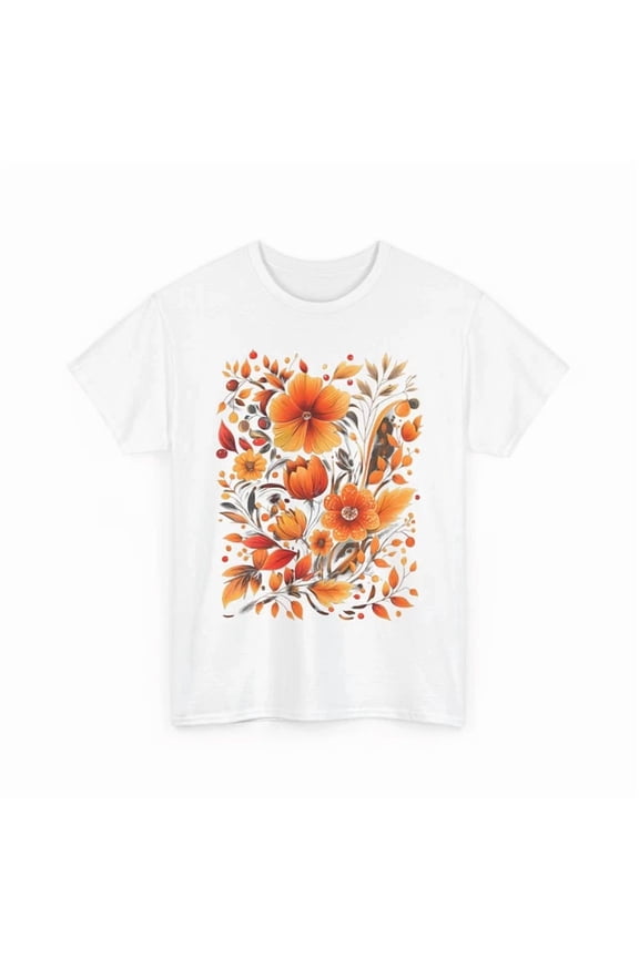 Fall Aesthetic T-Shirt S-5XL, Autumn Leaves, Floral Fall Flowers Cottagecore Shirt Birthday Gifts; For Men & Women
