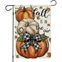Fall IS IN The Air Garden Flags 12x18 Inch Double Sided, Pumpkins Small Seasonal Decor for Harvest Autumn Thanksgiving Holiday Yard Outside Outdoor Outside