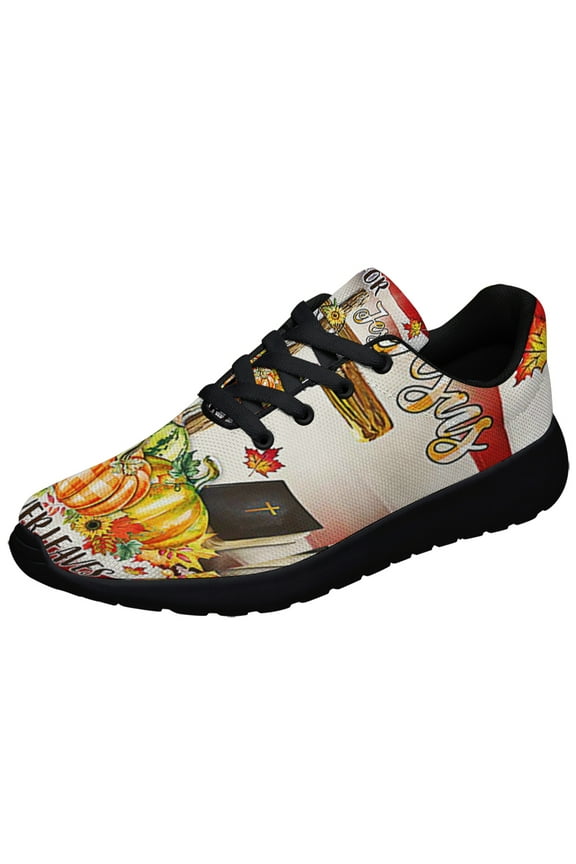 Fall American flag Fall For Jesus He Never Leaves Shoes Sneakers Black Size 3.5