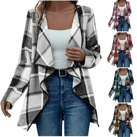 Fall And Winter Comfy Jackets For Women Long Sleeved Hooded Casual Lattice Splice Gray Pullover S