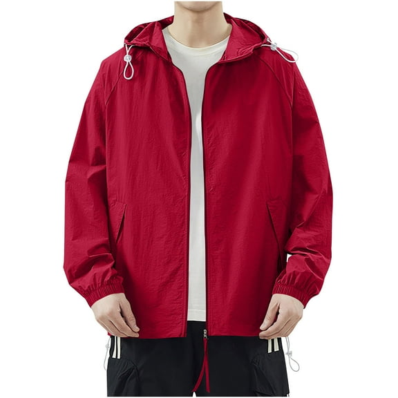 Mens Winter Jacket Solid Color Ice Silk Pocket Zipper Sunscreen Clothes Jackets for Men