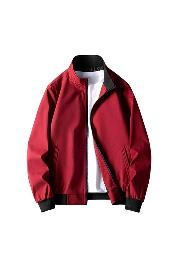 Mens Lightweight Jackets Stitching Drawstring Hooded Slim Fashion Jacket Coat Outwear