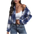 thumbnail image 1 of Fall And Winter Ladies Fashion Warm Coats Checkered Striped Double Pocket Mid Length 2025 Spring And Fall New Blue Coat Outwear S-XL, 1 of 4