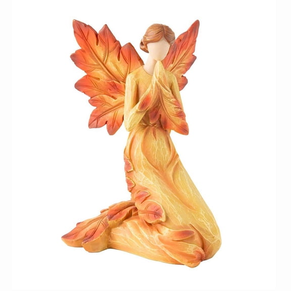 Fall Angel Figurine Draped Robe Resin Desktop Angel Ornament Autumn Statue for Home Office Living Room Churches Desktop Decoration