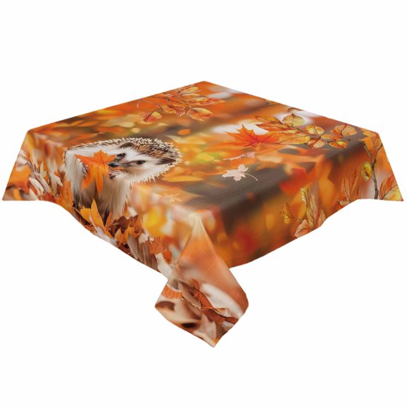 Fall Animal Square/Round Tablecloths 54x54,ThanksgivingOrange Autumn Maple Leaves Table Cloth Table Cover Indoor/Outdoor Tabletop Decor for Wedding Holiday Party Dinner Baby Shower