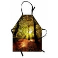thumbnail image 1 of Fall Apron Blurry Hazy View of Forest Defoliation Mysterious Dramatic Dreamlike View, Unisex Kitchen Bib Apron with Adjustable Neck for Cooking Baking Gardening, Pale Green Red Brown, by Ambesonne, 1 of 3