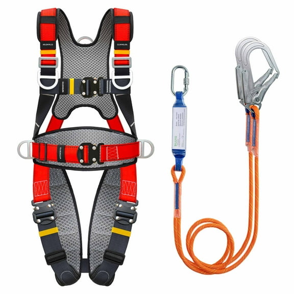 Fall Arrest Safety Harnesses Full Body Protection Red Roofing Harness Construction Harness 5 Point Adjustment Harness Back Padded,arneses de seguridad para construcción ANSI/ASSP Compliant