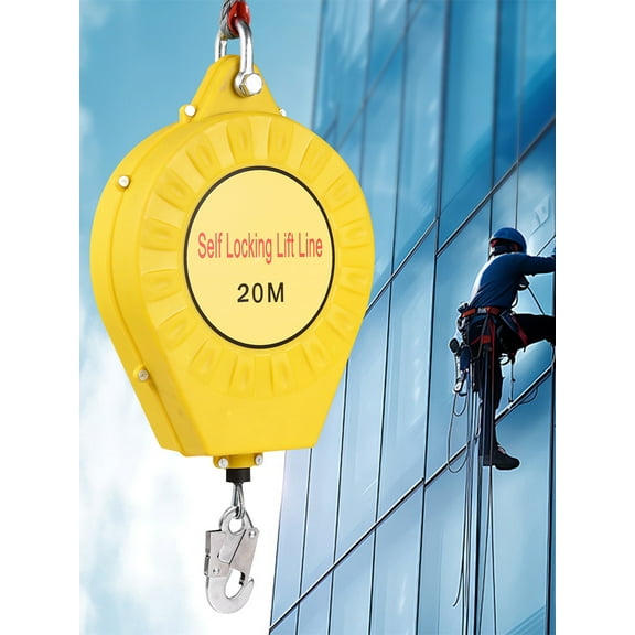 Fall Arrester | 65Ft Retractable Safety Lanyard | Safety Harness Construction Roofing Gear, 330Lbs Steel Wire Rope Climbing Equipment
