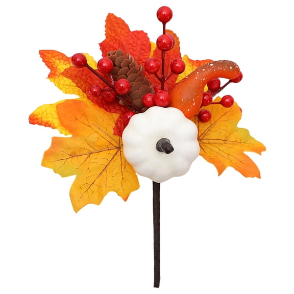 Fall Artificial Floral Pick, Harvest Foliage Spray, Autumn Decor Stem, Thanksgiving Arrangement Pick, Seasonal Berry Pumpkin Sprig, Simulated Foliage Sprig, Stacked Harvest Embellishment